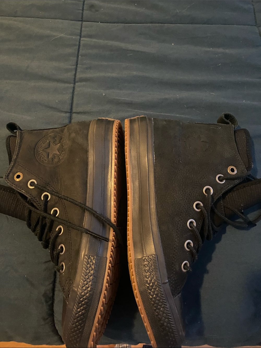 Converse Black High-Top Leather-Trim Boots